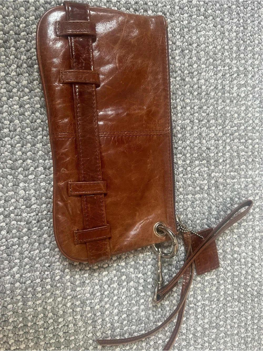 latico Brown Leather Wristlet Clutch